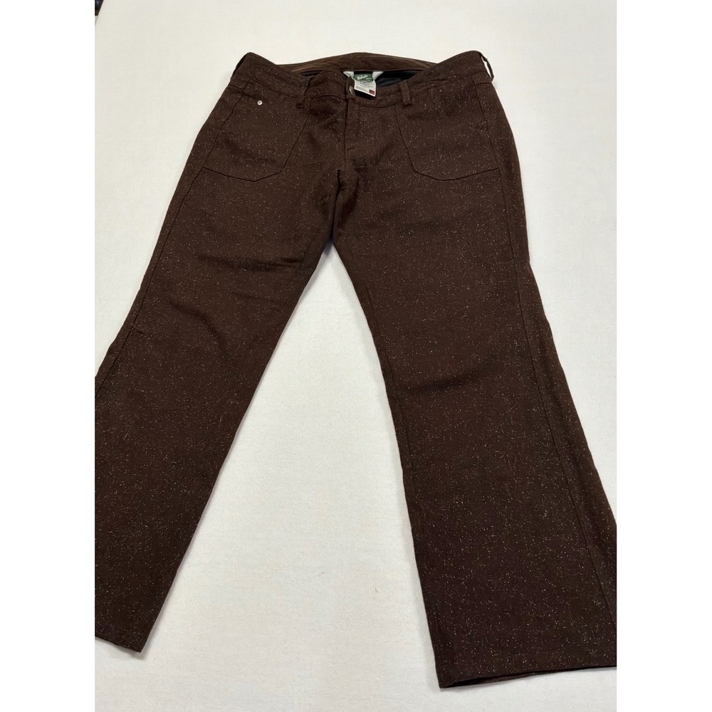 Woolrich Womens 14 Wool Silk Blend Trousers Brown Speckled Straight Leg Pants